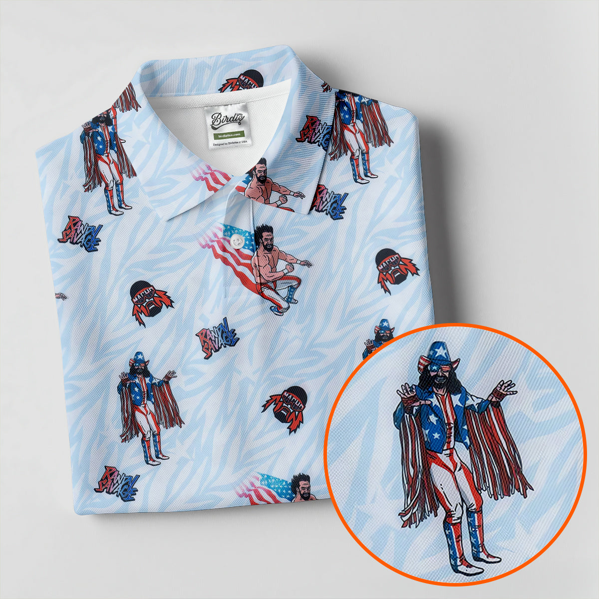 Randy Savage Patriotic Golf Shirt, Macho Man Golf Polo, Mens Golf Apparel