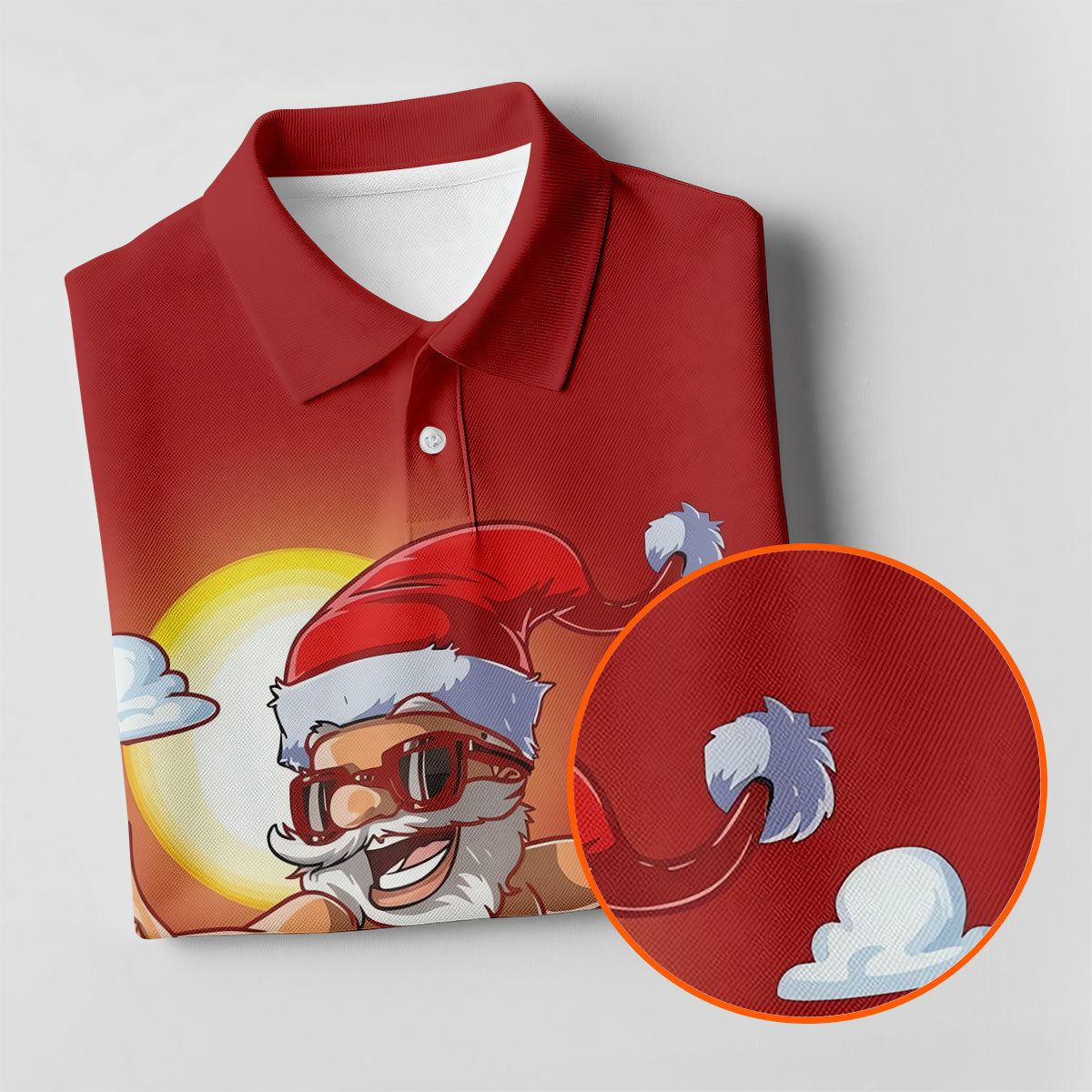 Women's Funny Santa Surfing Golf Shirt, Christmas Golf Shirt, Women’s Golf Apparel