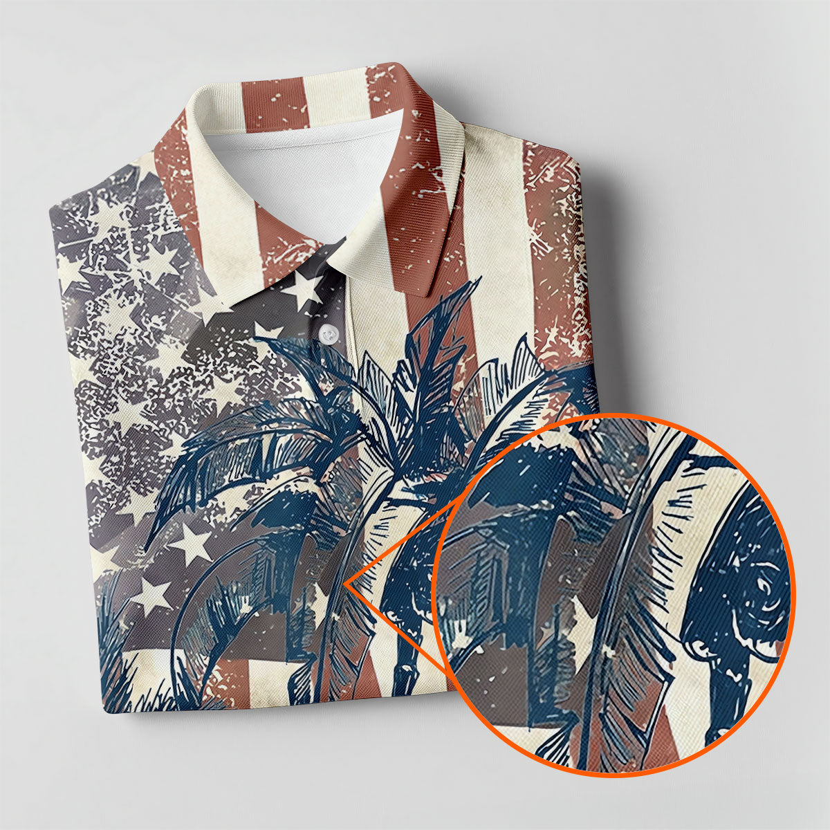 Hawaiian Theme Distressed US Flag Patriotic Golf Shirt, 250 Years 4th Of July Golf Shirts For Men