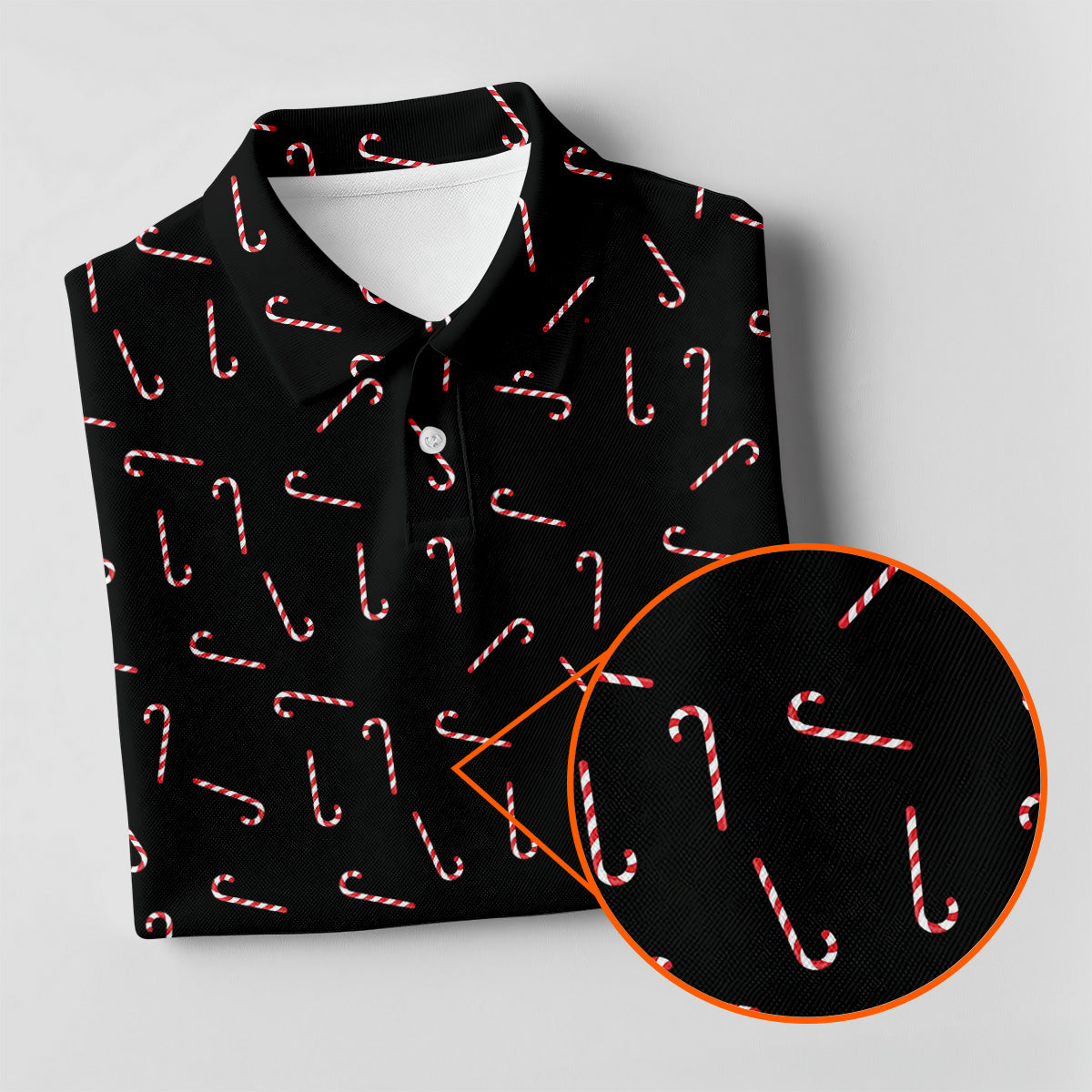 Christmas Candy Cane Golf Tops For Men, Christmas Golf Shirt, Black Golf Polo Shirt, Golf Gift For Men