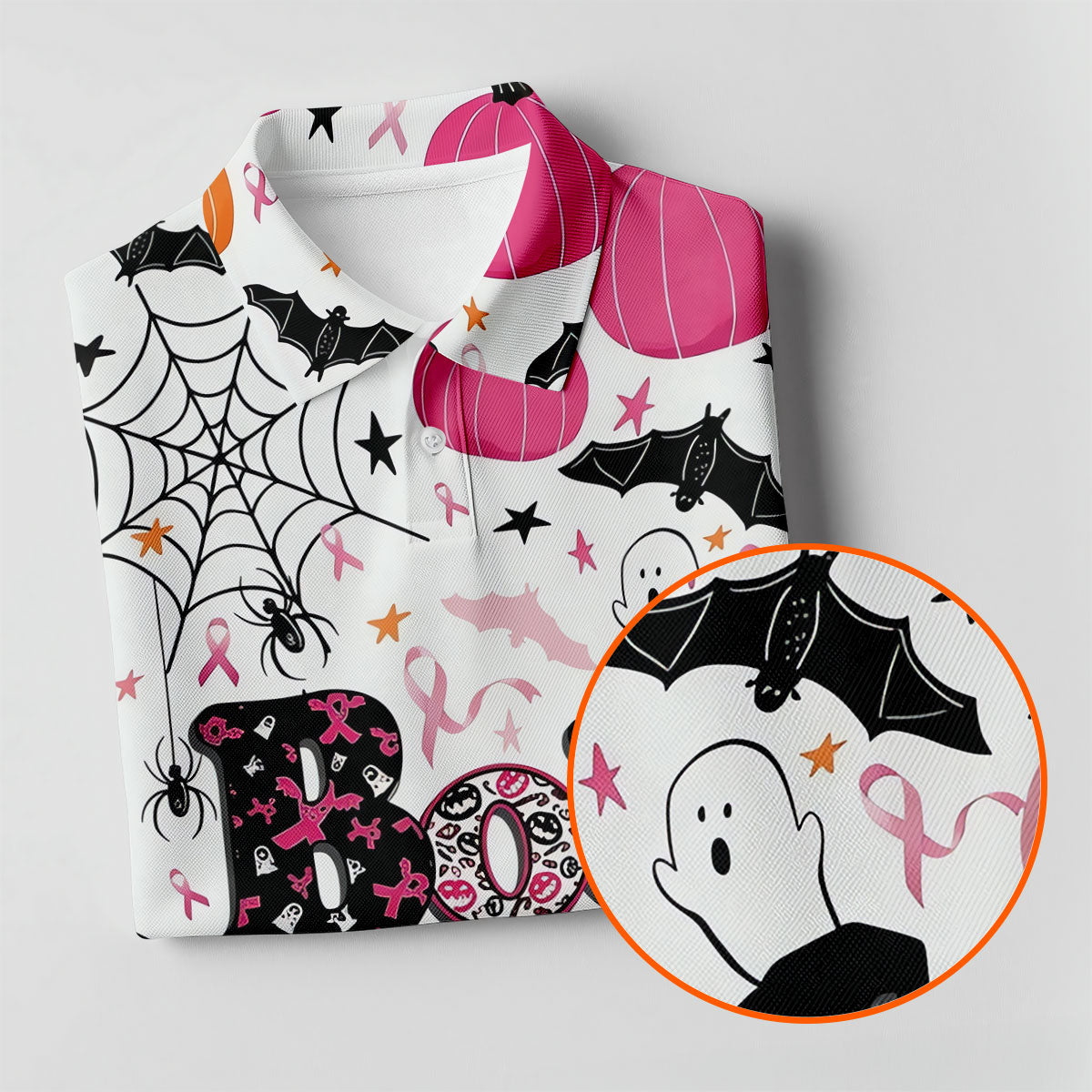 Ghost Horror Character Ribbon Halloween Polo Shirt, Hawaiian Golf Shirt, Mens Golf Shirts
