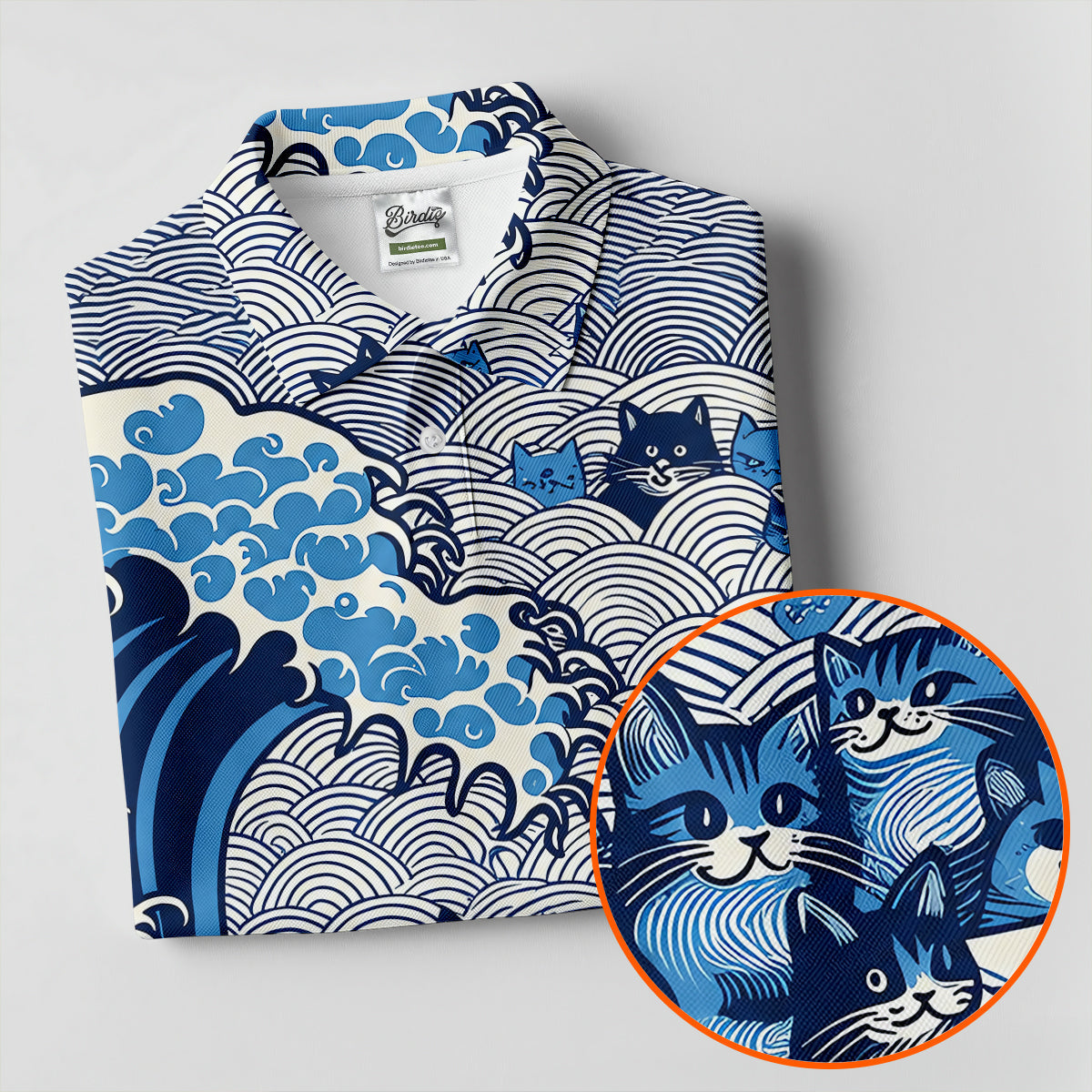 Japanese Wave Cat Hawaiian Golf Shirt, Golf Shirts For Women, Women’s Golf Apparel