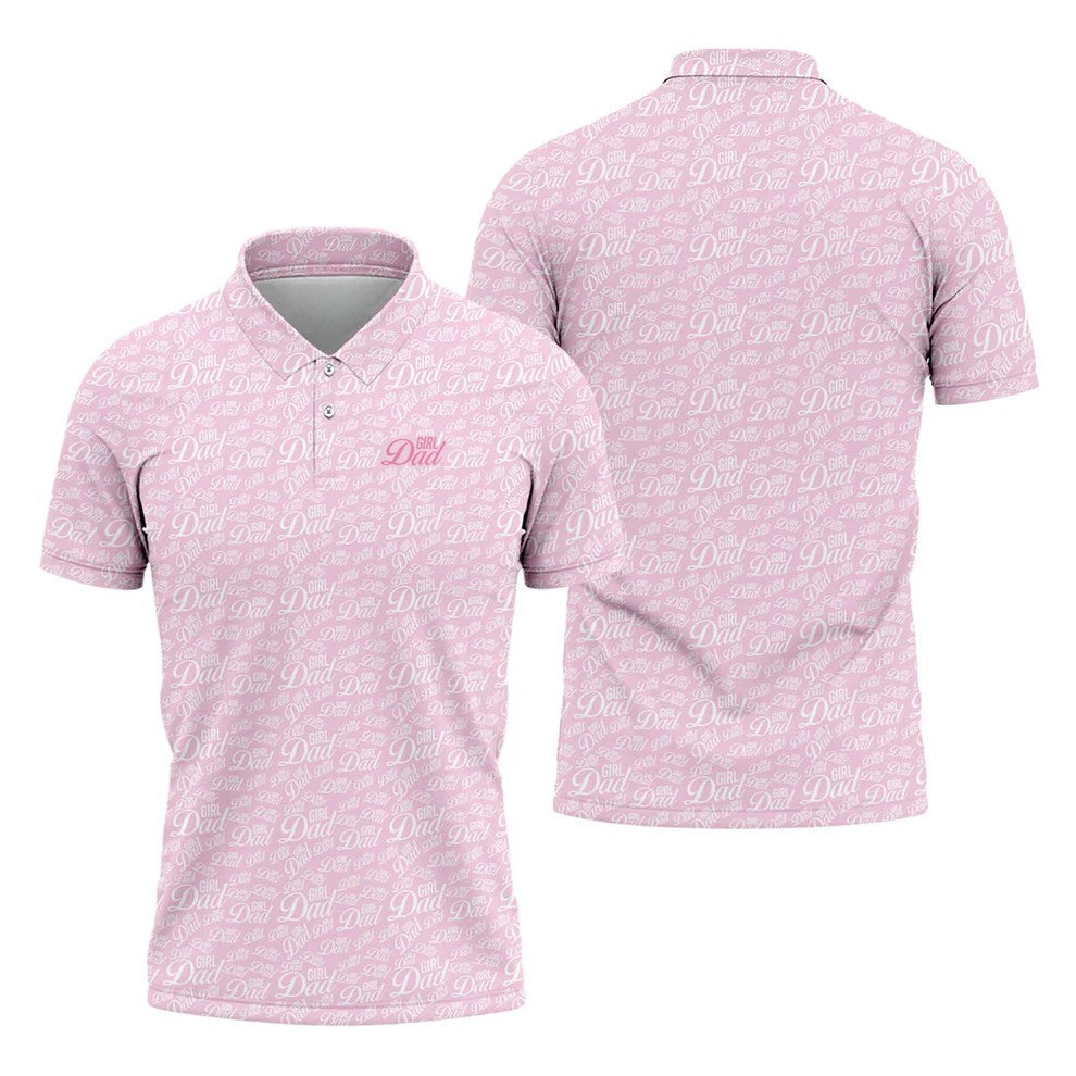 Pink Girl Dad All Over Print Golf Polo Shirt, Golf Polo Shirts For Men, Mens Golf Apparel