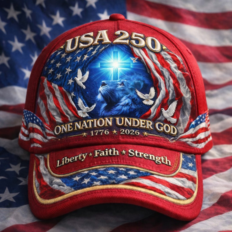 One Nation Under God United States 250th Anniversary Printed Hat, Patriotic Hat, Classic Cap