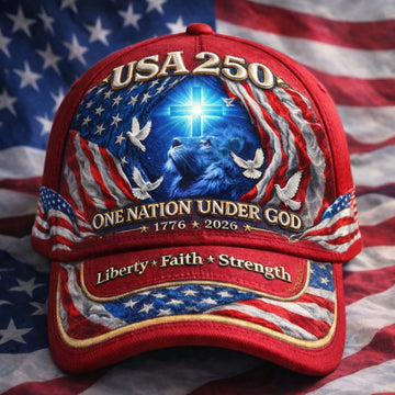 One Nation Under God United States 250th Anniversary Printed Hat, Patriotic Hat, Classic Cap