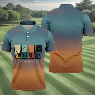 One Day At A Time Suicide Prevention Abstract Mens Golf Polo, Golf Polo Shirts For Men