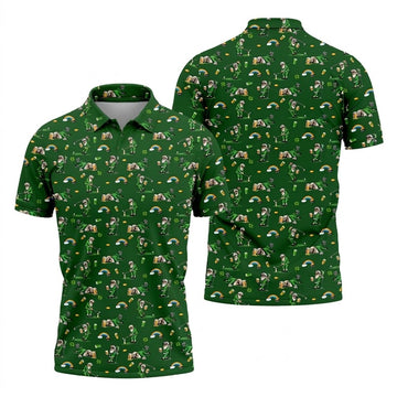 St Patrick's Day Leprechaun Character Golf And Beer Green Golf Shirt, Fun Golf Shirts For Men, Polo For Men