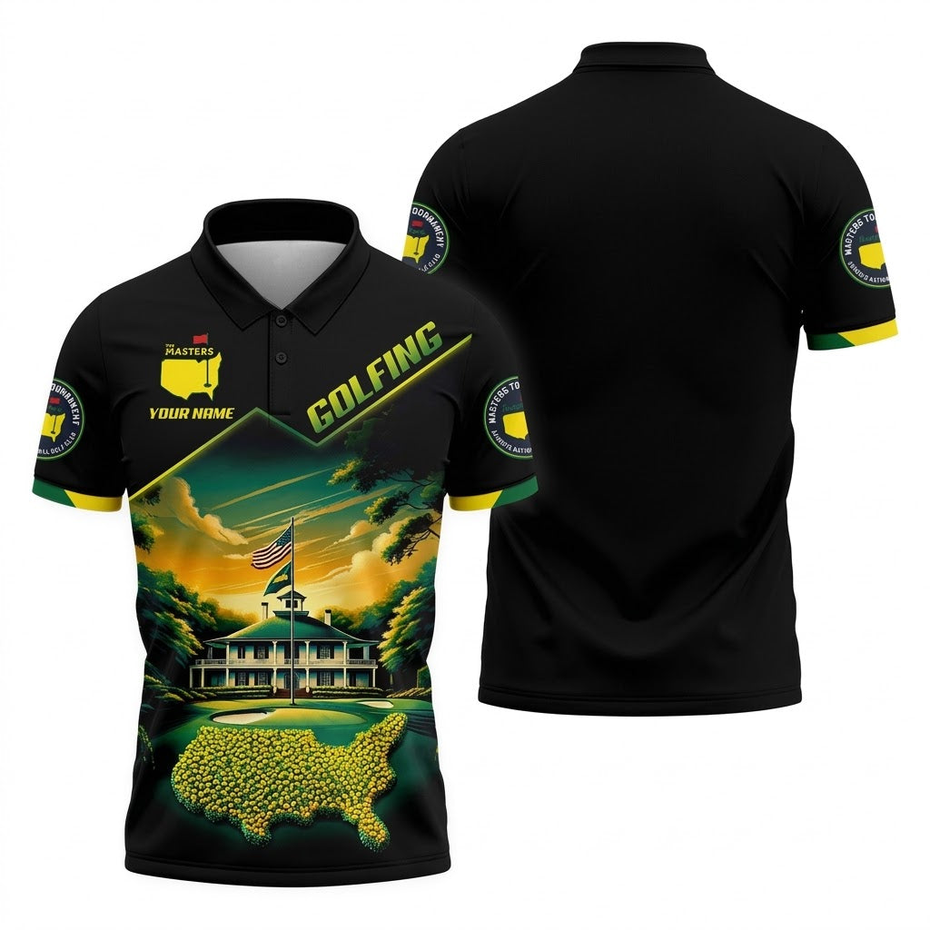 Custom Augusta Golf Course Polo Shirt, Golfing Apparel, Mens Golf Gift, Funny Golf Shirt