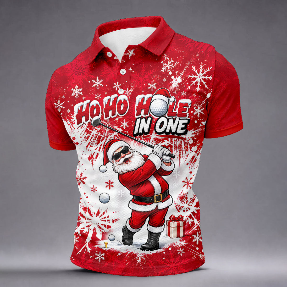 Ho Ho Hole In One Santa Christmas Golf Shirt, Mens Golf Polo, Golf Shirts For Men