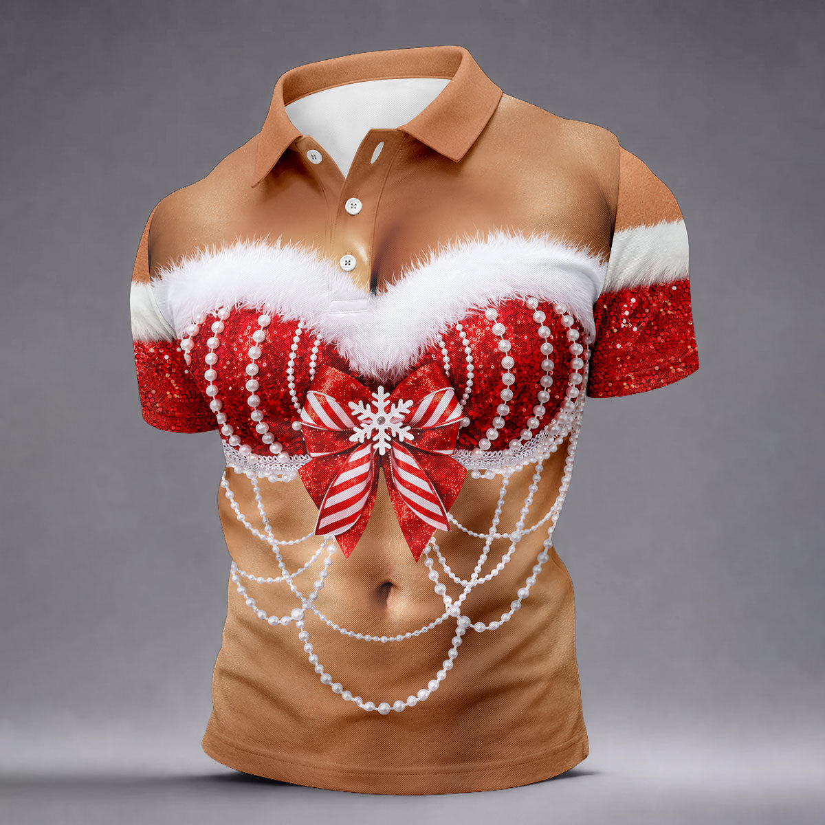 Sexy Santa Bra And Pearls Christmas Golf Shirt, Mens Golf Polo, Golf Shirts For Men