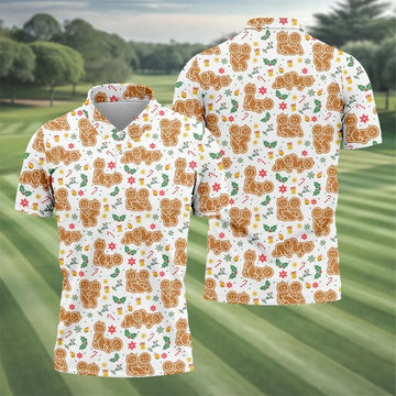 Funny Gingerbread Christmas Golf Shirt, Men's Funny Golf Shirts, Polo Shirts For Men, Christmas Golf Shirt
