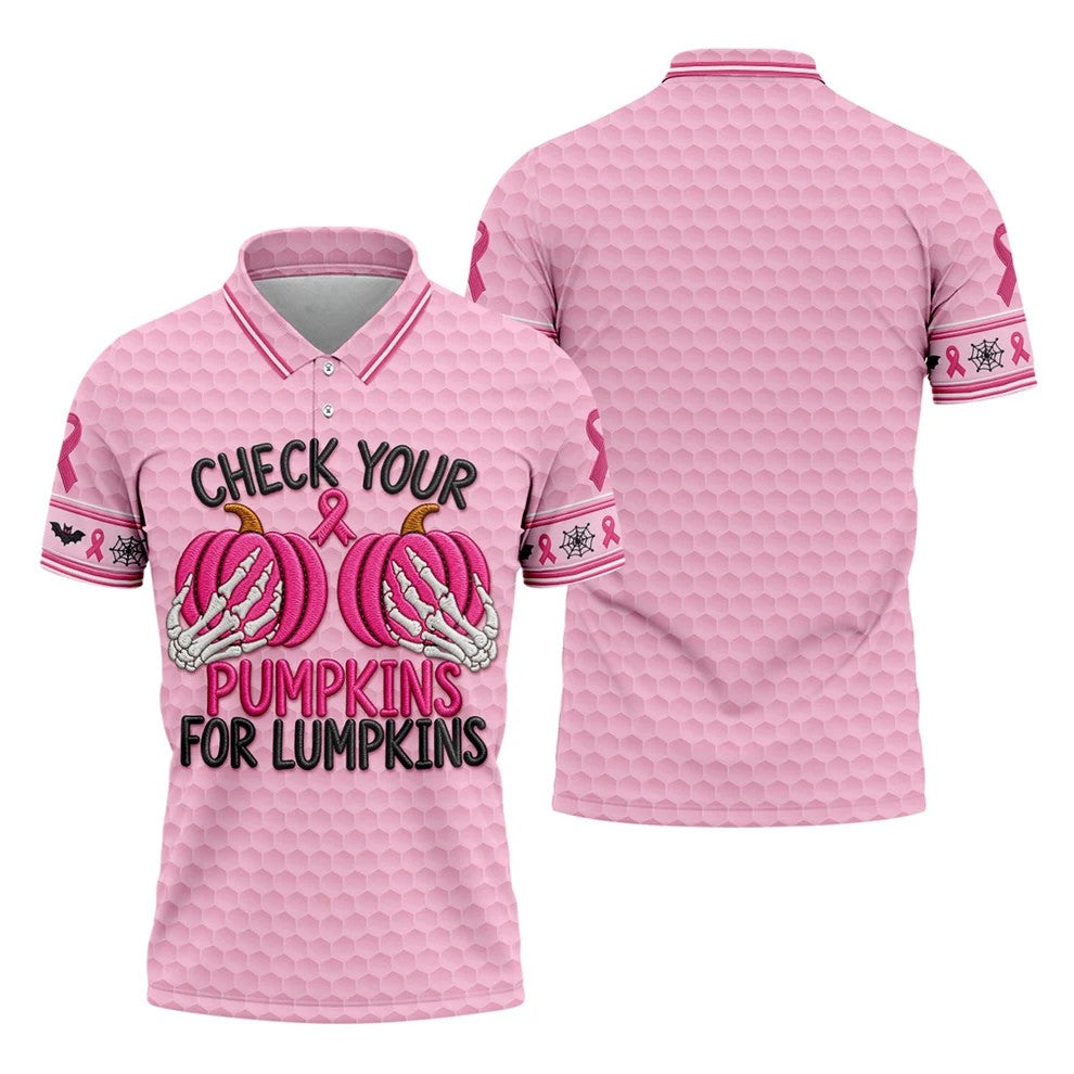 Pumpkins For Lumpkins Breast Cancer Polo Shirt, Polo Shirts For Men, Mens Golf Apparel