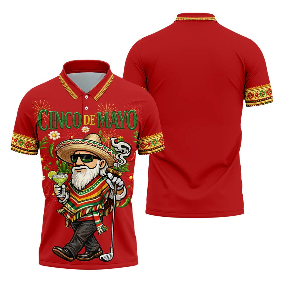 Margarita Man Cinco De Mayo Celebration Red Golf Shirt, Fiesta Theme Golf Shirts For Men