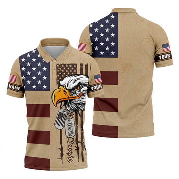 250 Years Bald Eagle American Flag Vintage Golf Shirt, Patriotic 4th Of July Golf Shirts For Men