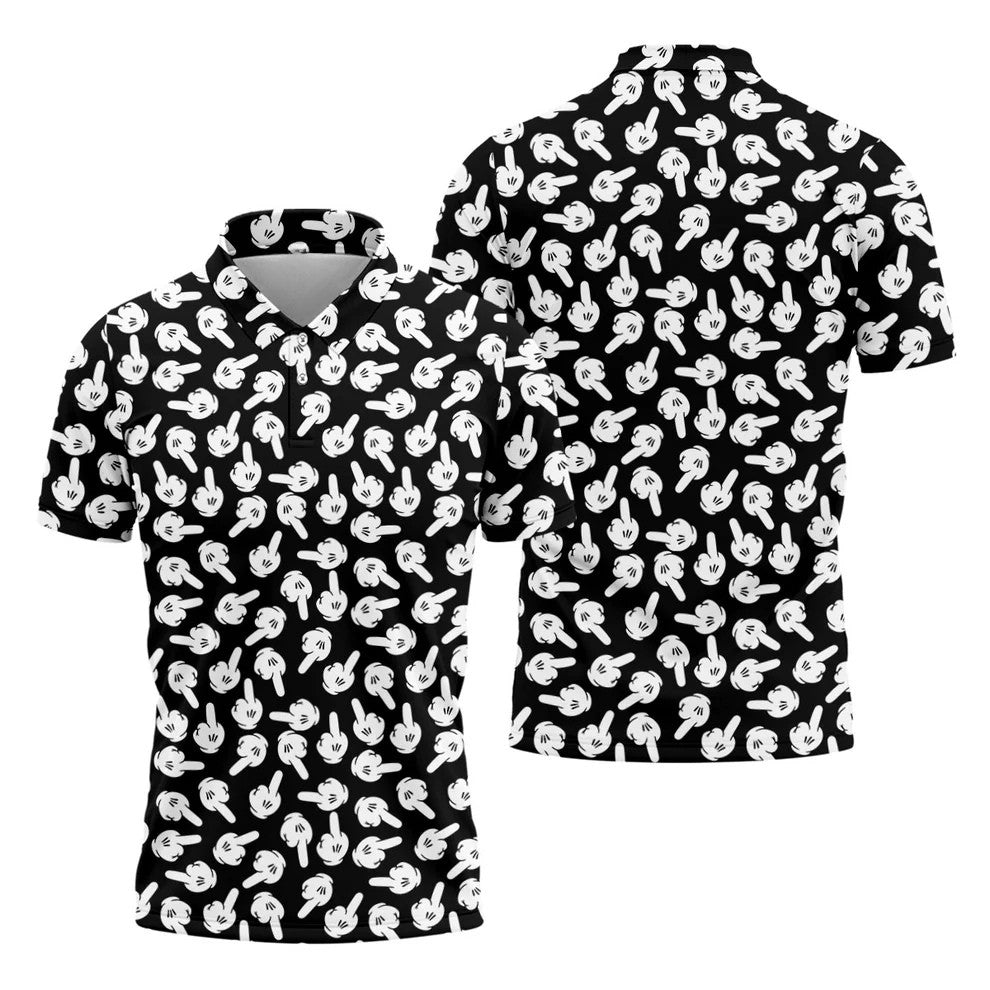 Funny Middle Finger Hand Golf Polo Shirt, Printed Golf Shirts, Golf Polo Shirts For Men