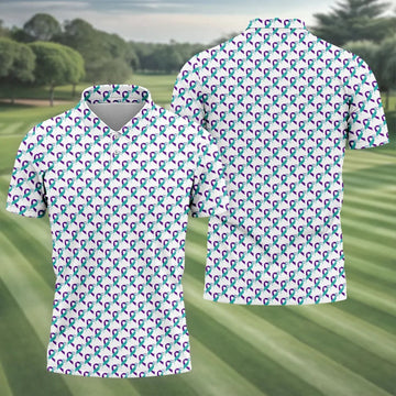 Suicide Awareness Feather Ribbon Pattern Mens Golf Polo, Golf Shirts For Men