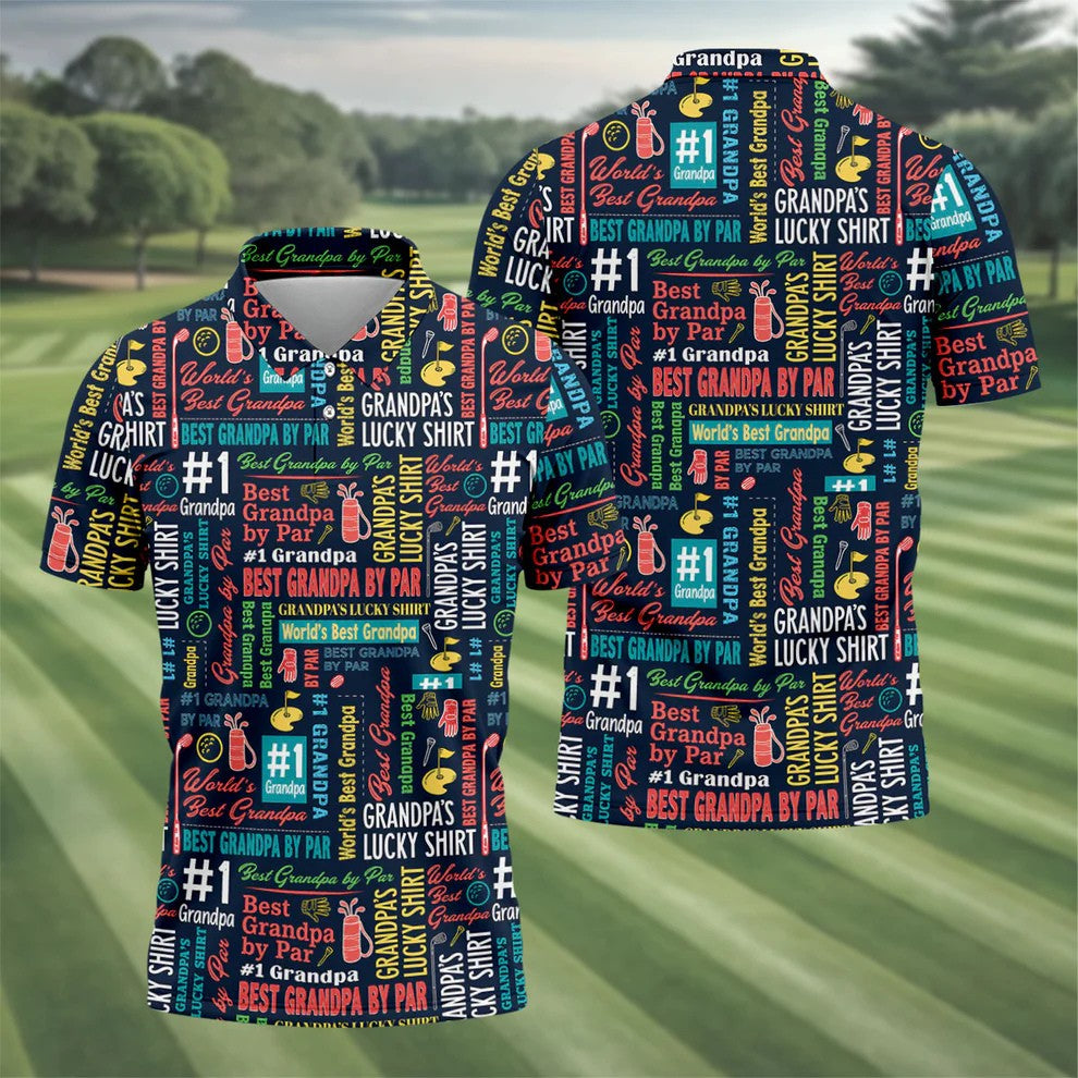 Best Grandpa By Par Father's Day Golf Shirt, Golf Gift For Grandpa, Polo Shirts For Men