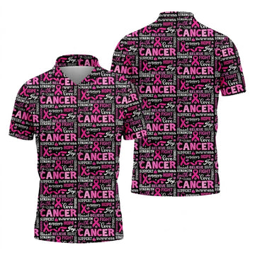 Pink Ribbon Breast Cancer Awareness Shirt, Golf Polo ShirtGolf Shirts For Men, Golfing Apparel