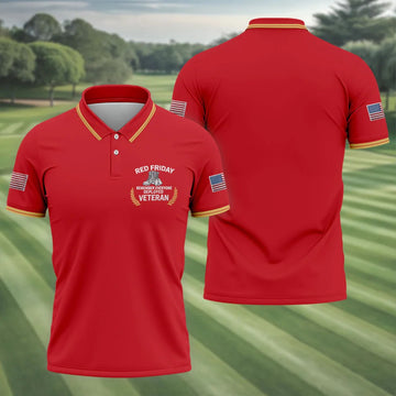 Red Friday Veteran Memorial 250 Years Golf Tops For Men, Patriotic Father's Day Golf Shirt