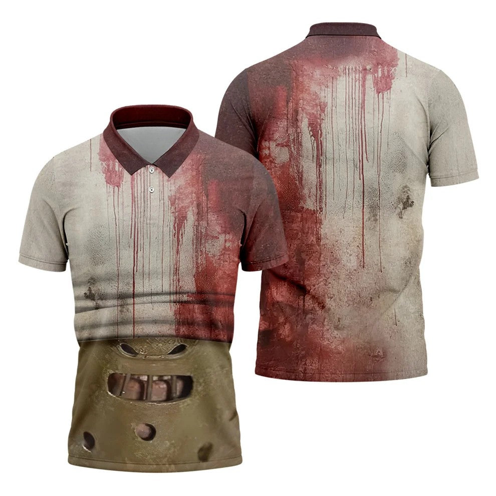 Muzzle Mask Horror Character Halloween Polo Shirt, Golf Shirts For Men, Mens Golf Shirts
