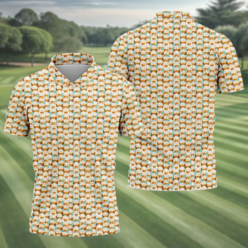Funny Beer Mug Bikini Pattern Golf Polo Shirt, Golf Polo Shirts For Men, Mens Golf Shirts