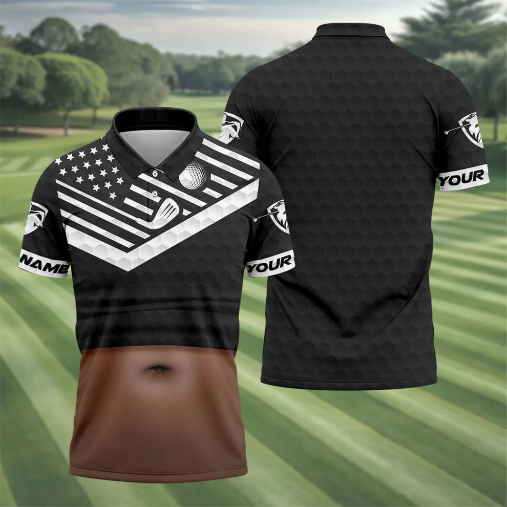 Personalized Dark Skin Beer Belly Golf Polo Shirt, Golf Shirts For Men, Mens Polo Shirts