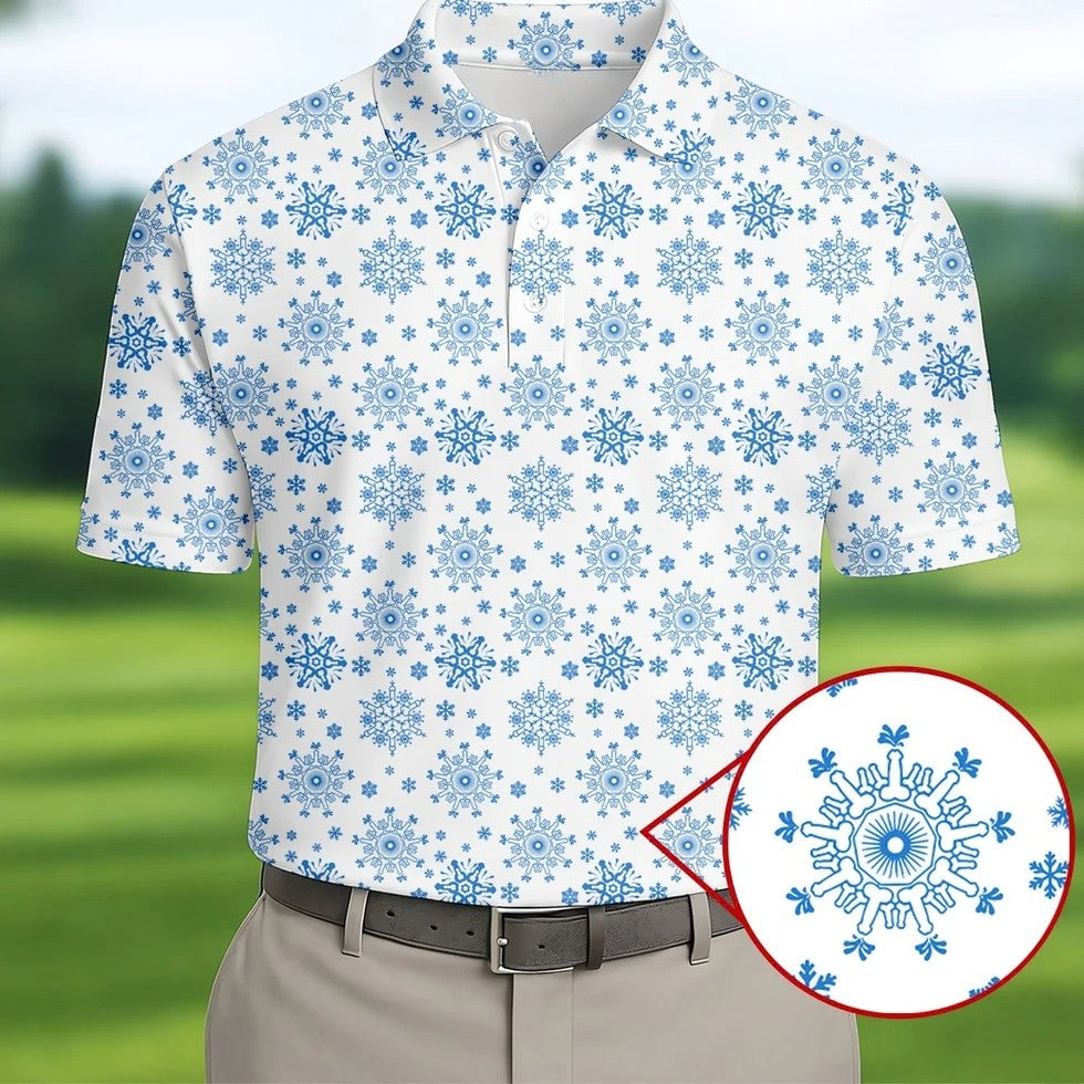 Dirty Funny Adult Humor Snowflakes White Golf Shirt, Fun Men's Golf Polos, Christmas Golf Shirt, Polo Shirts For Men