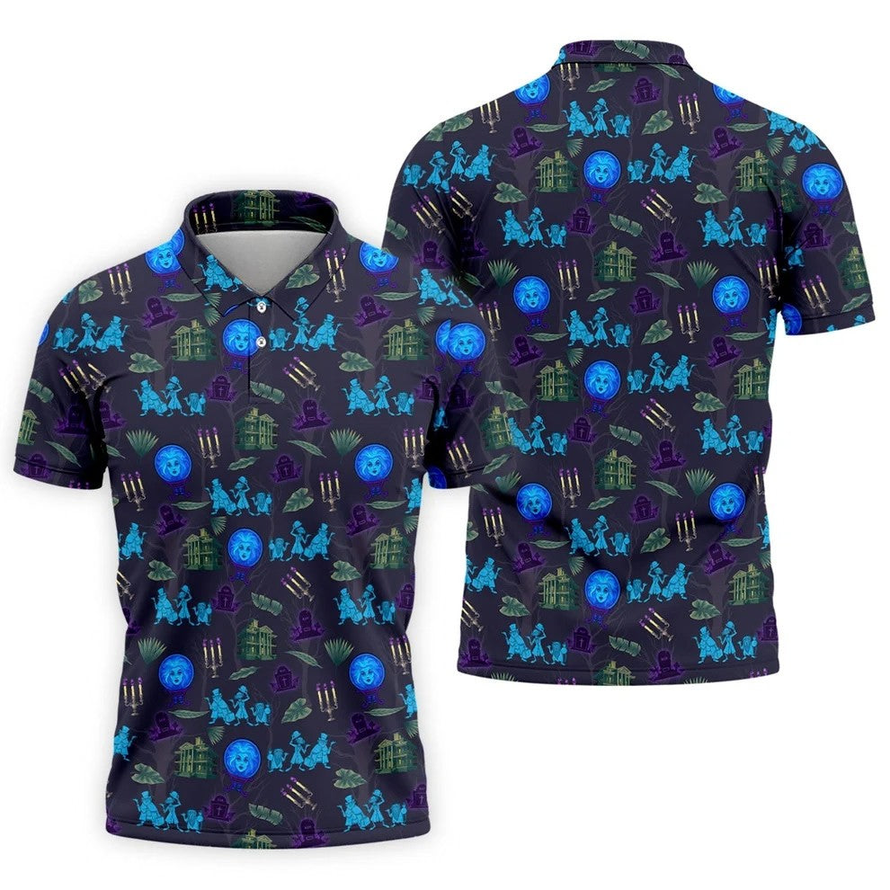 Crystal Ball Ghost Trio Halloween Polo Shirt, Golf Shirts For Men, Mens Golf Apparel