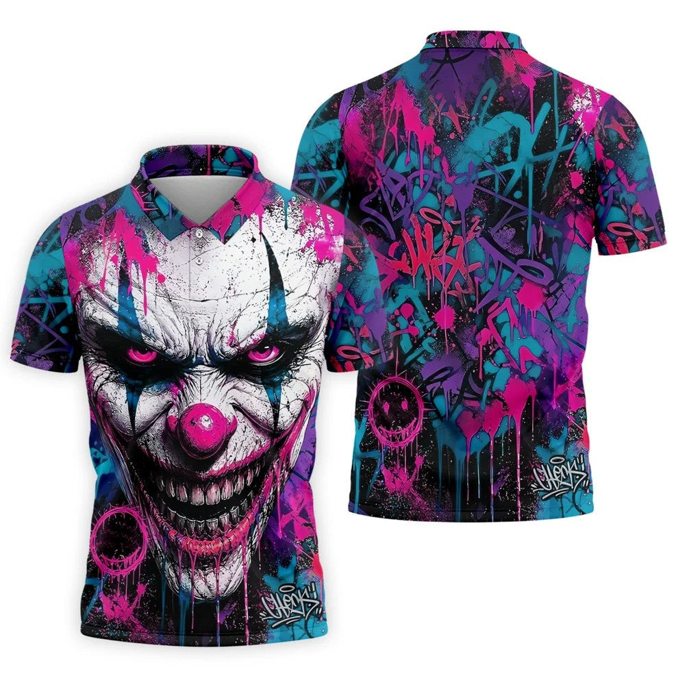 Halloween Horror Character Golf Shirt, Mens Golf Polo, Printed Golf Shirts