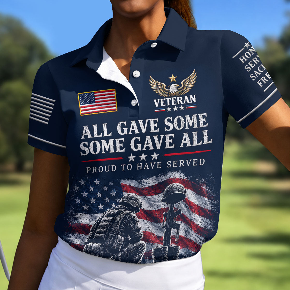 All Gave Some Some Gave All Polo Shirt, Veterans Day Golf Shirt, Golf Tops For Women