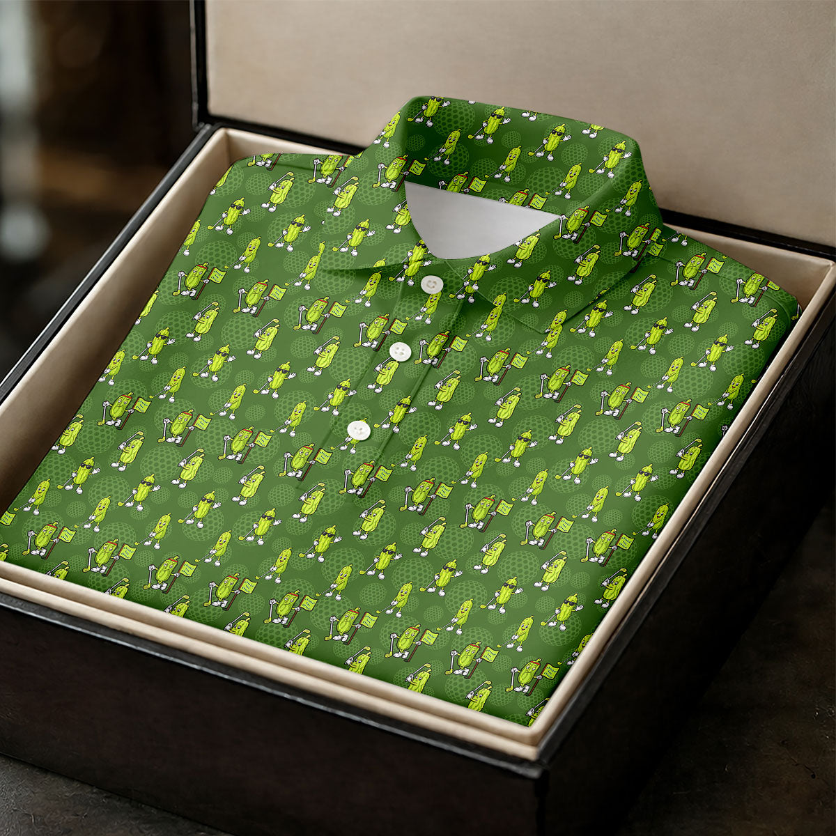 Funny Hole In One Pickle Golf Pattern Polo Shirt, Women’s Golf Polo, Golf Shirts For Women