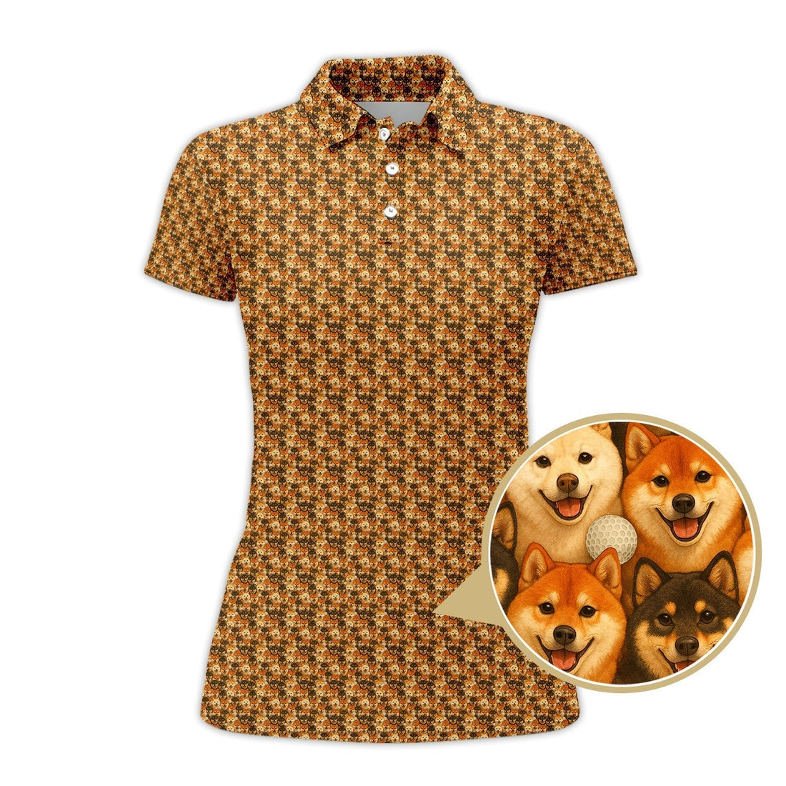 Shiba Inu Golf Shirt, Pattern Golf Shirt For Golfer, Dog Golf Shirt For Men