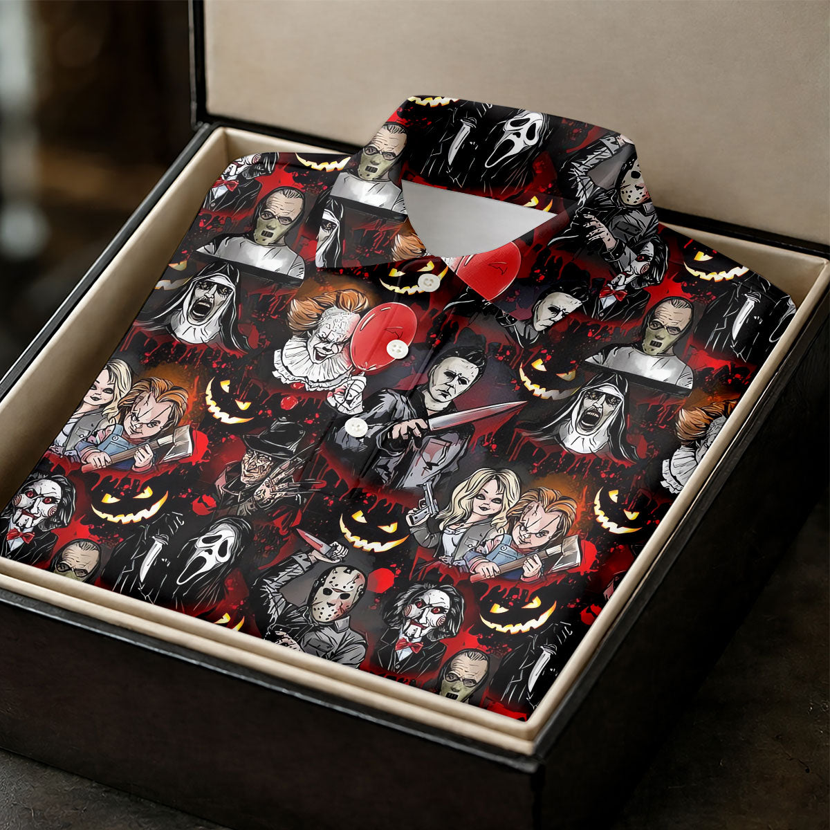 Horror Character Halloween Pattern Golf Polo Shirt, Womens Golf Polo, Ladies Golf Shirts