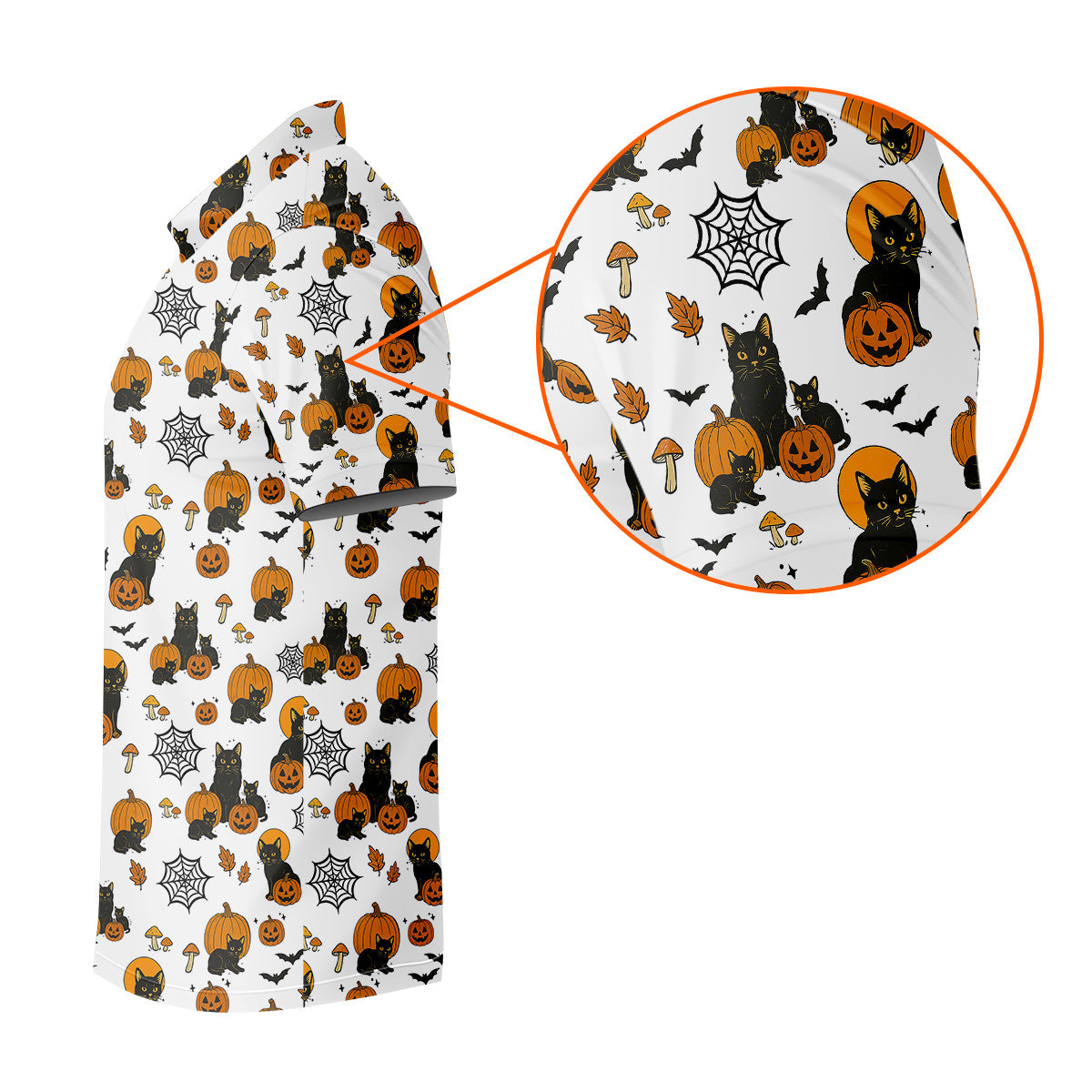 Halloween Cat Pumpkin Men Polo, Fun Golf Shirts For Men, Cool Golf Gifts, Golfing Apparel