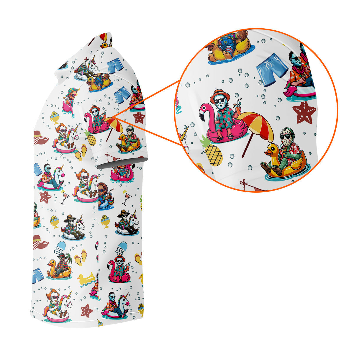 Halloween Summer Men's Polo ShirtHorror Character Shirt, Fun Golf Polos, Funny Halloween Shirt