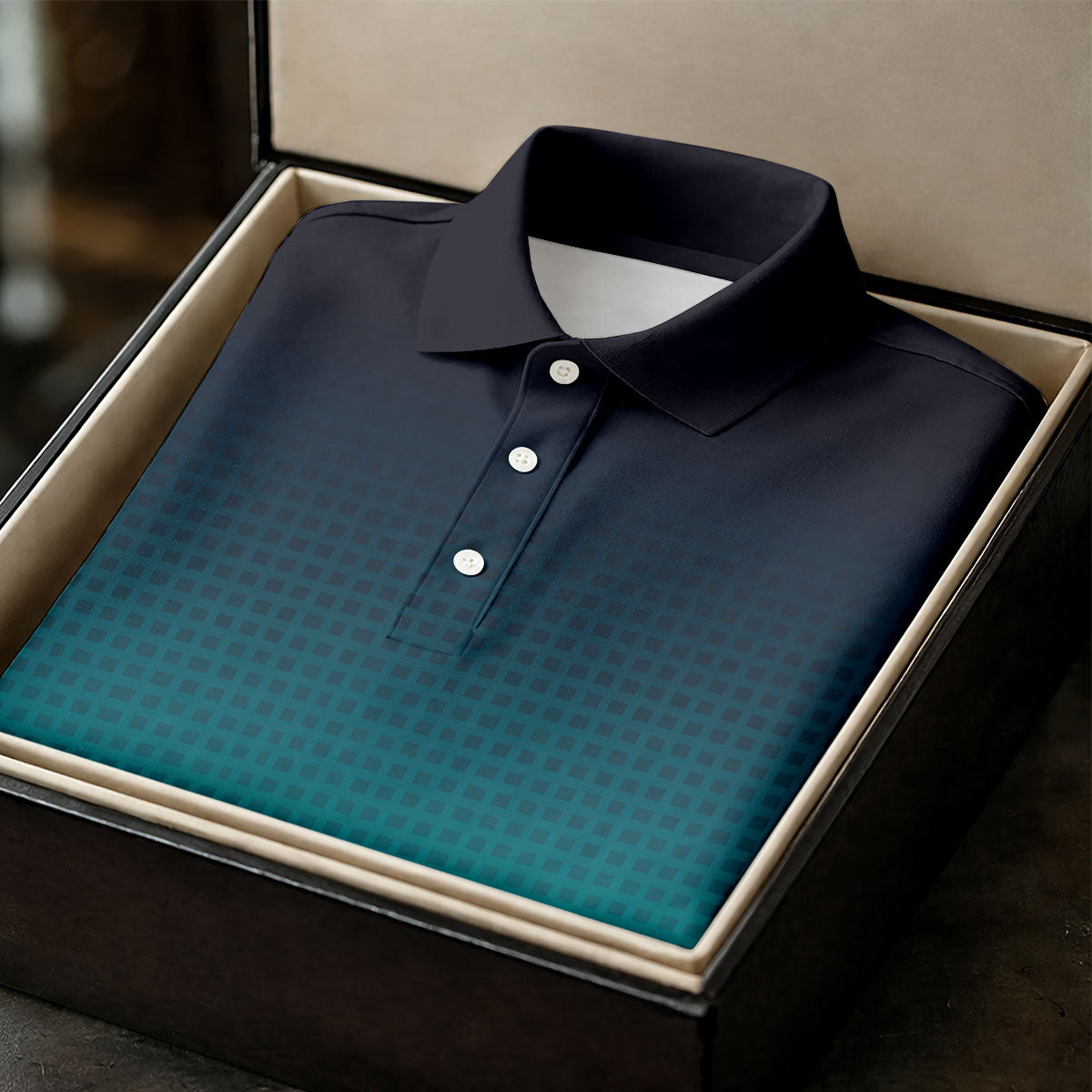 Turquoise Gradient Hawaiian Golf Shirt, Golf Tops For Men, Polo Shirts For Men