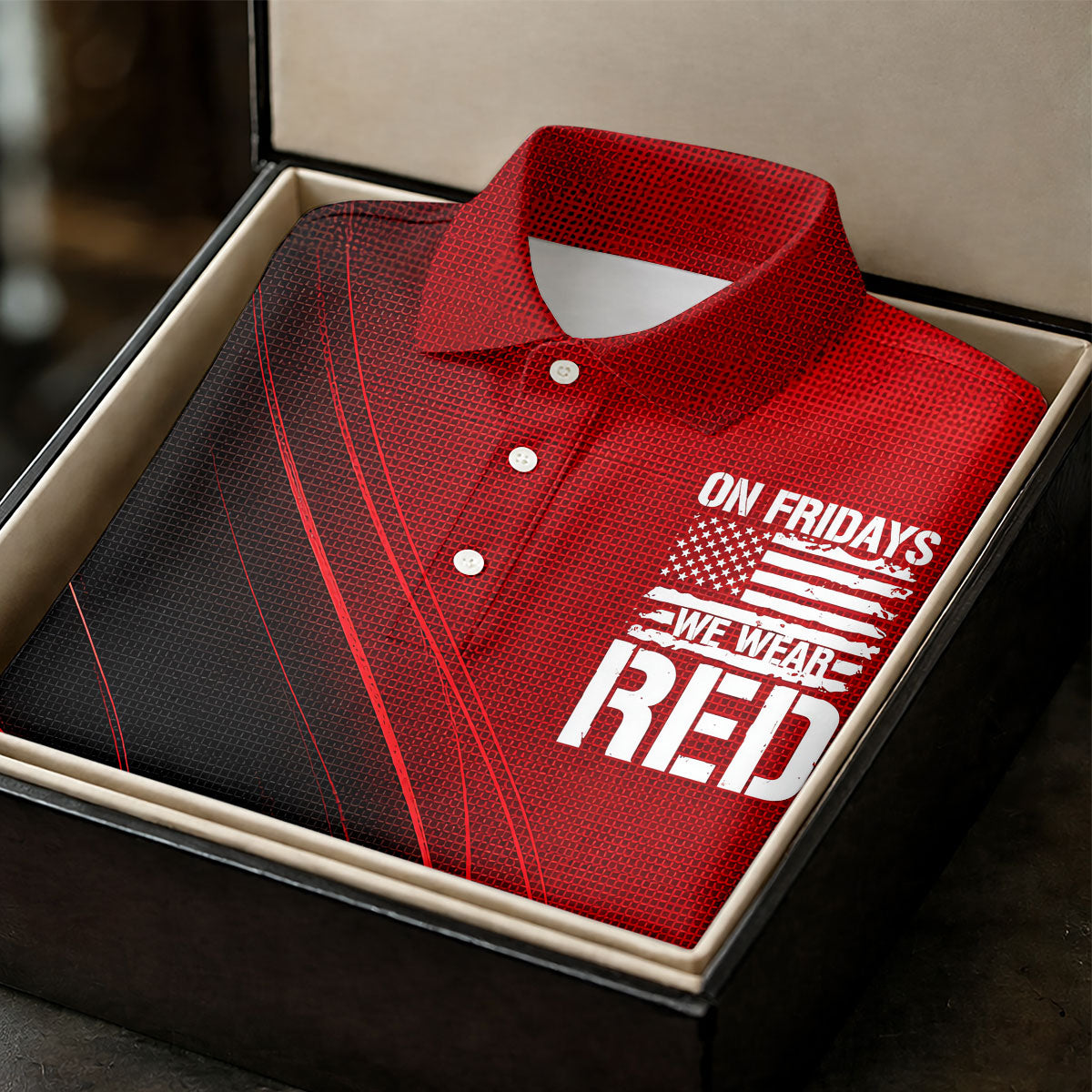 On Friday We Wear Red Faith Cross Red Black Gradient Patriotic Golf Shirt, 250 Years Golf Shirt For Women