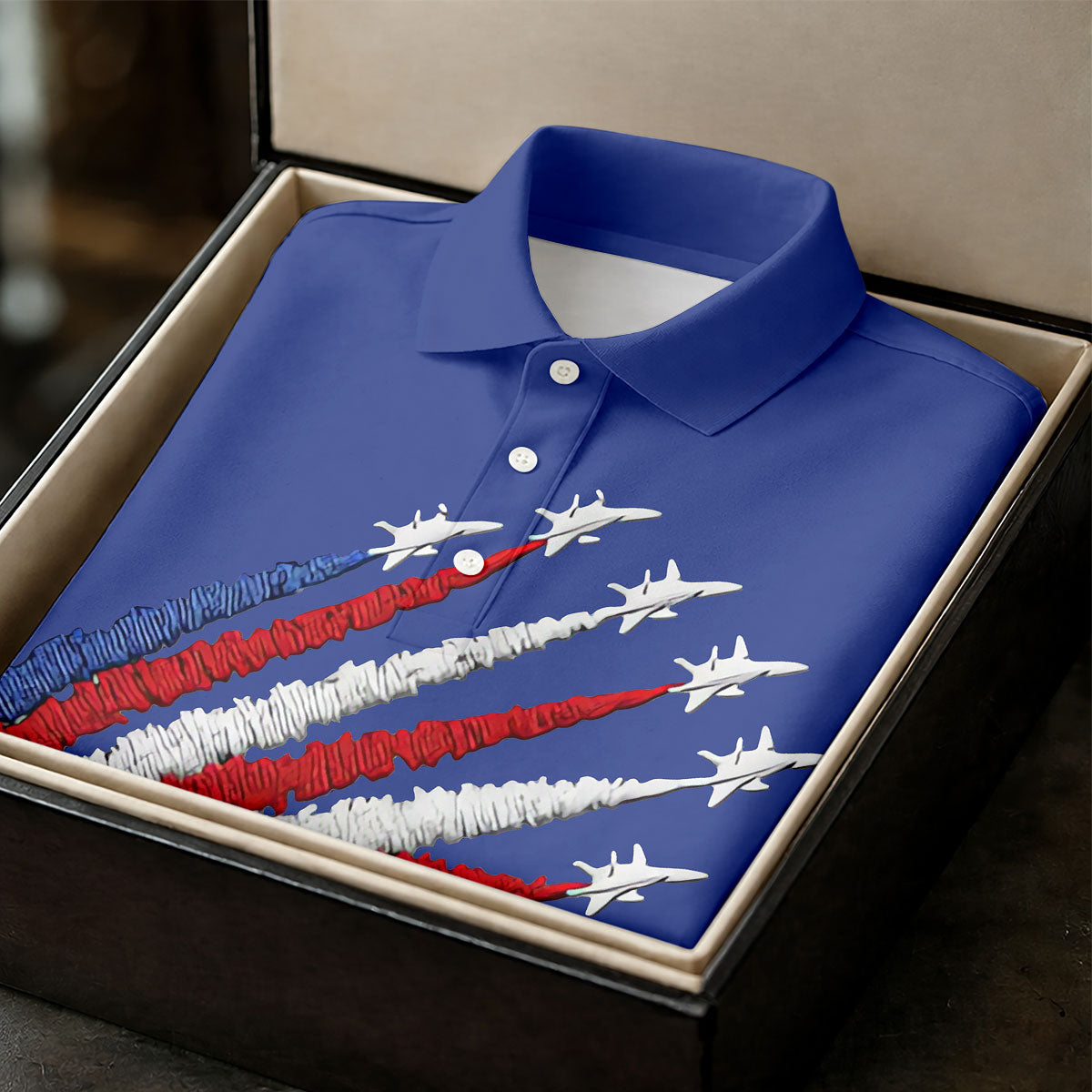 Flying Fighter Jets Faith Cross Patriotic 4th Of July Blue Golf Shirt, 250 Years Golf Shirts For Men