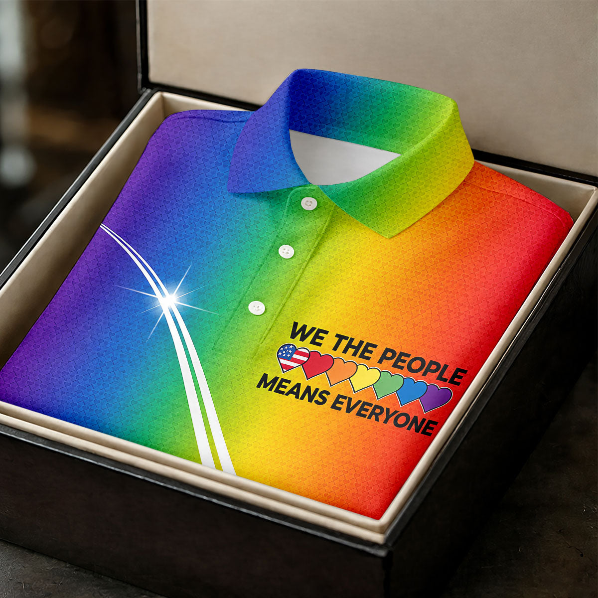 We The People Means Everyone LGBT Rainbow Gradient Ladies Golf Tops, Pride Month Golf Shirt For Women