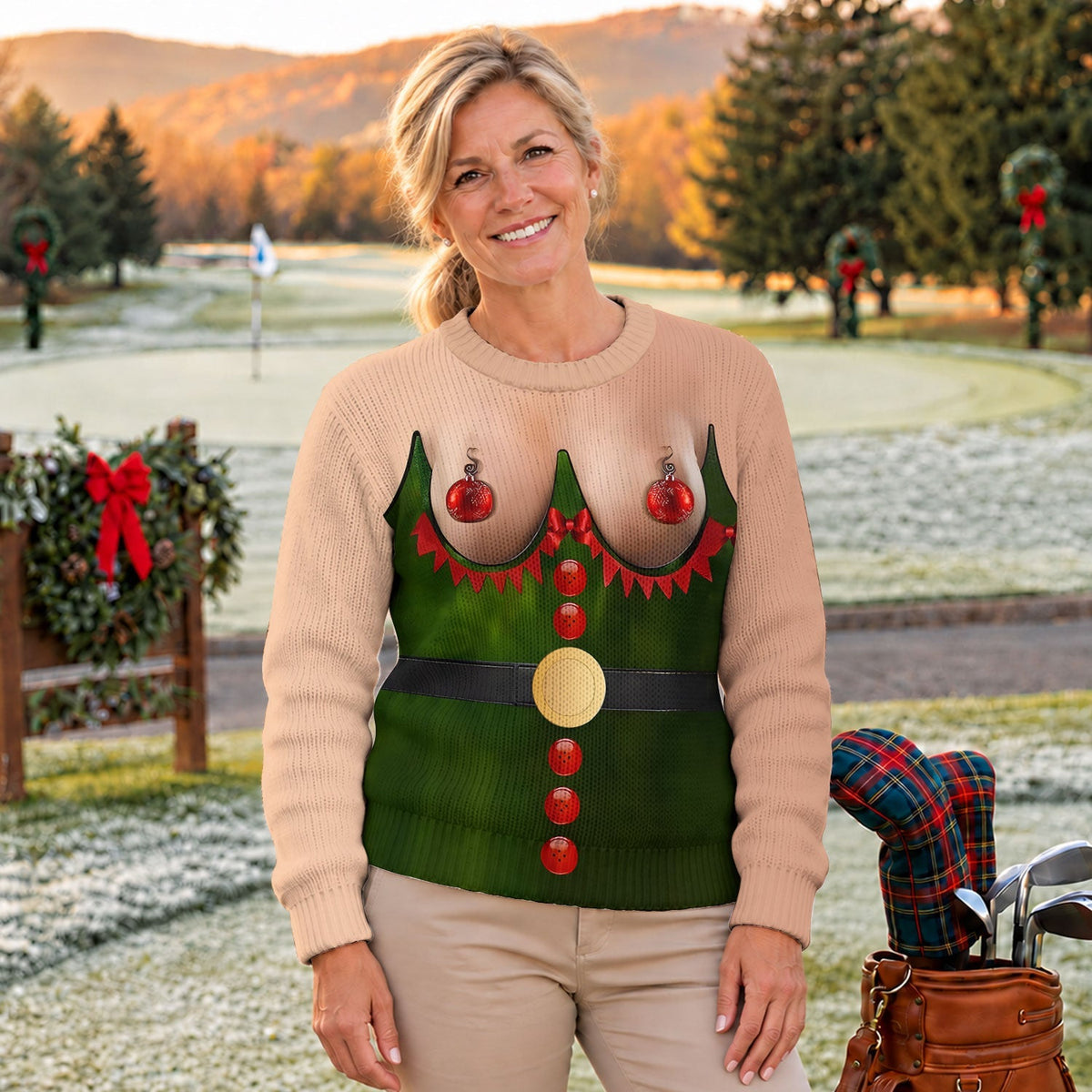 Sexy Christmas Balls Print Golf Shirt, Christmas Shirts For Men, Ugly Christmas Sweater
