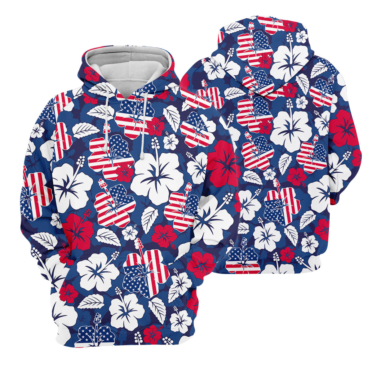 Tropical Hibiscus American Flag Womens Golf Polo Shirt, 4th Of July Shirts, US 250 Anniversary Ladies Golf Shirt