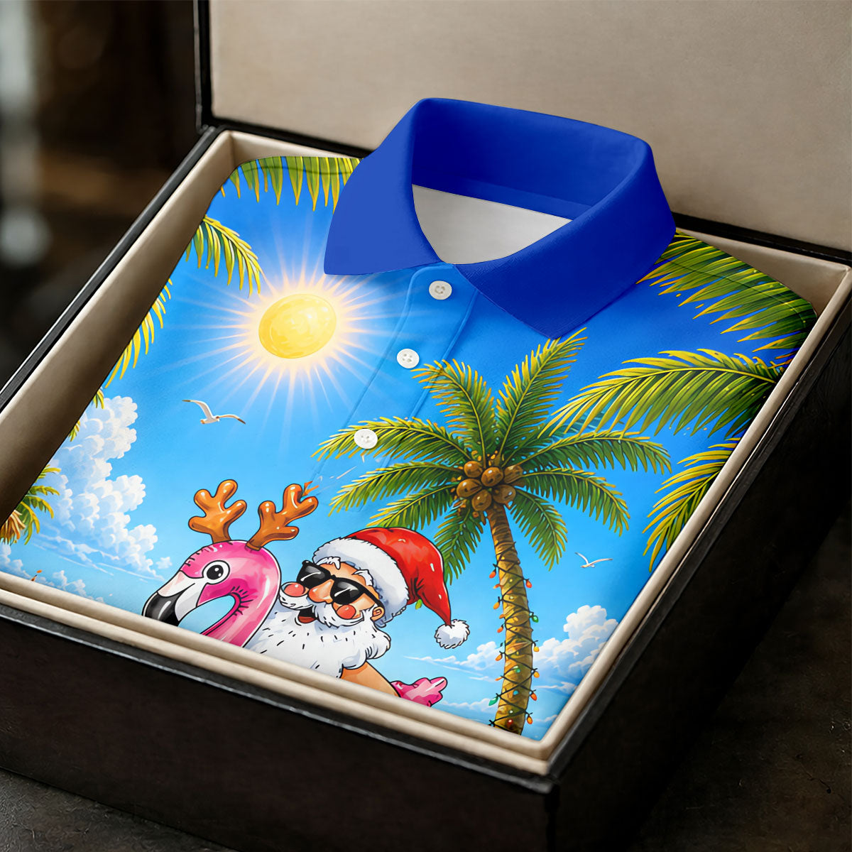 Santa Christmas In July Beach Golf Shirt, Christmas Golf Shirt, Women’s Golf Polo