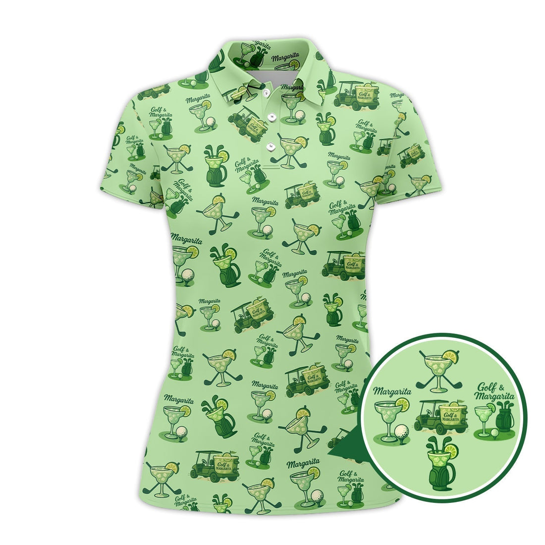 Ladies Golf Pattern Polos, Golf & Margarita Women's Golf Shirt, Cocktail And Golf Shirts For Golfers