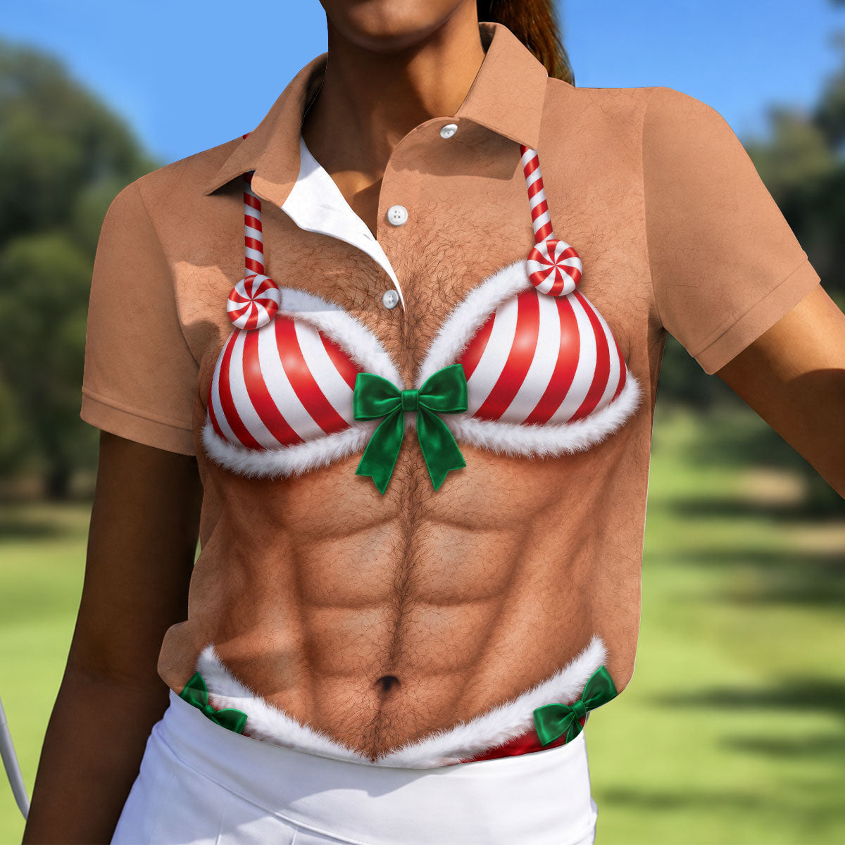 Funny Christmas Golf Shirt Custom Belly, Women’s Golf Polo, Golf Tops For Women