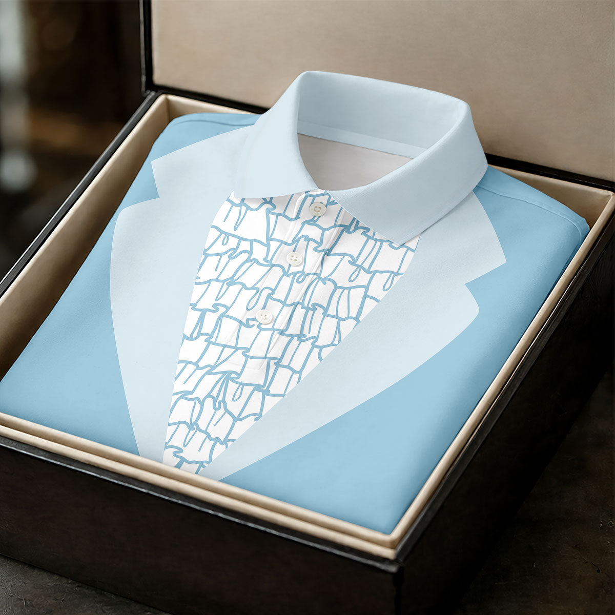 Light Blue Tuxedo Men's Funny Golf Shirts, Father's Day Golf Shirt, Golf Gift For Dad