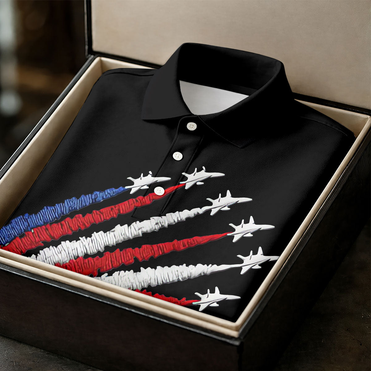 Flying Fighter Jets Faith Cross Patriotic 4th Of July Black Golf Shirt, 250 Years Golf Shirts For Men