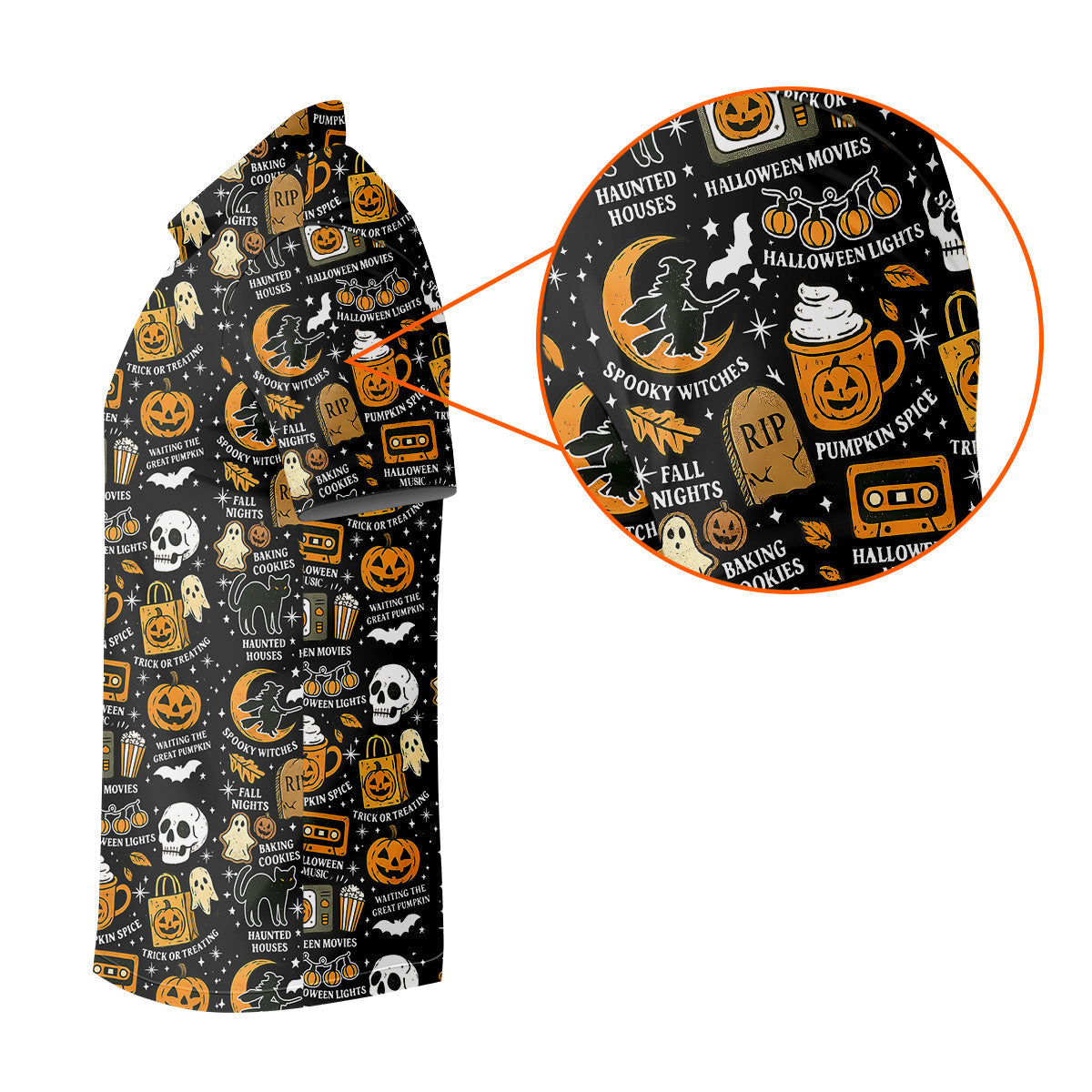 Vintage Halloween Spooky Witches Golf Polo Shirt Halloween Theme Shirts, Ghost Pumpkin, Fun Golf Shirts For Mens
