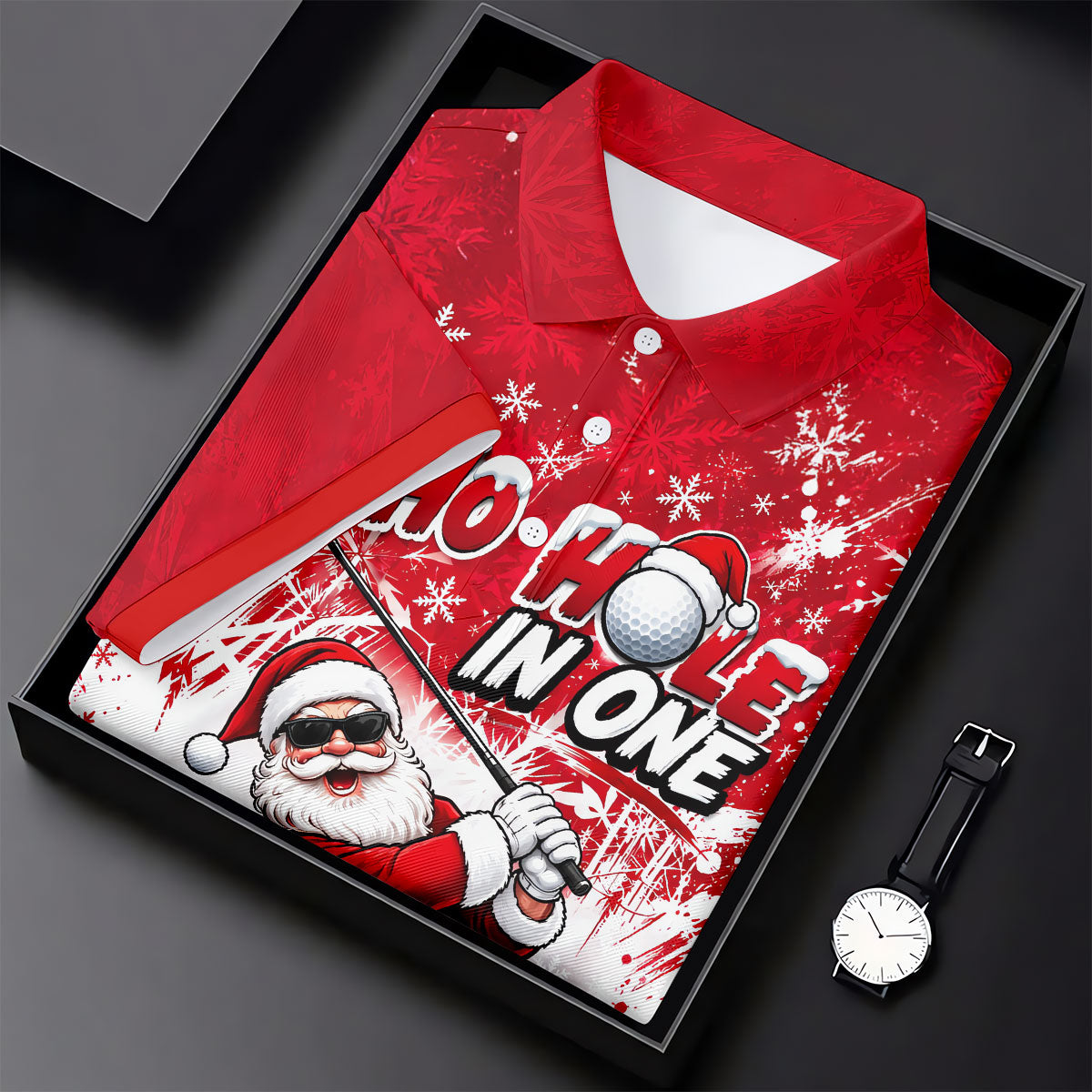 Ho Ho Hole In One Santa Christmas Golf Shirt, Mens Golf Polo, Golf Shirts For Men