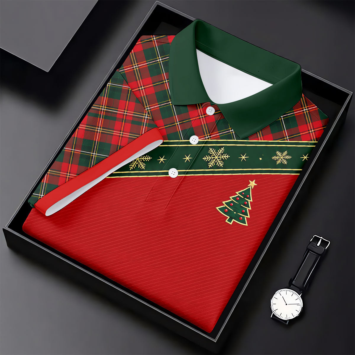 Red Plaid Snowflake Tree Christmas Golf Shirt, Womens Golf Tops, Ladies Golf Shirts