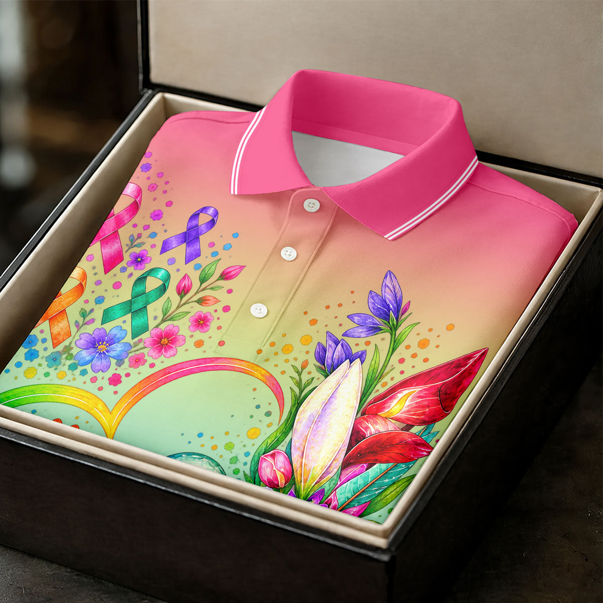 Whatever Color Cancer Sucks Hummingbird Polo Shirt, Mens Golf Polo, Men's Golf Shirt